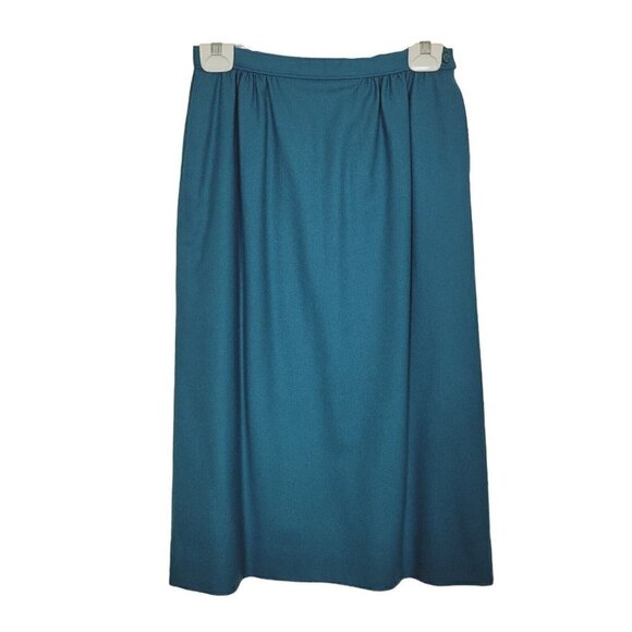 Vintage Pendleton Skirt Sz 8 Teal Fall Winter Wool Career Professional Wool Mark - Picture 1 of 8